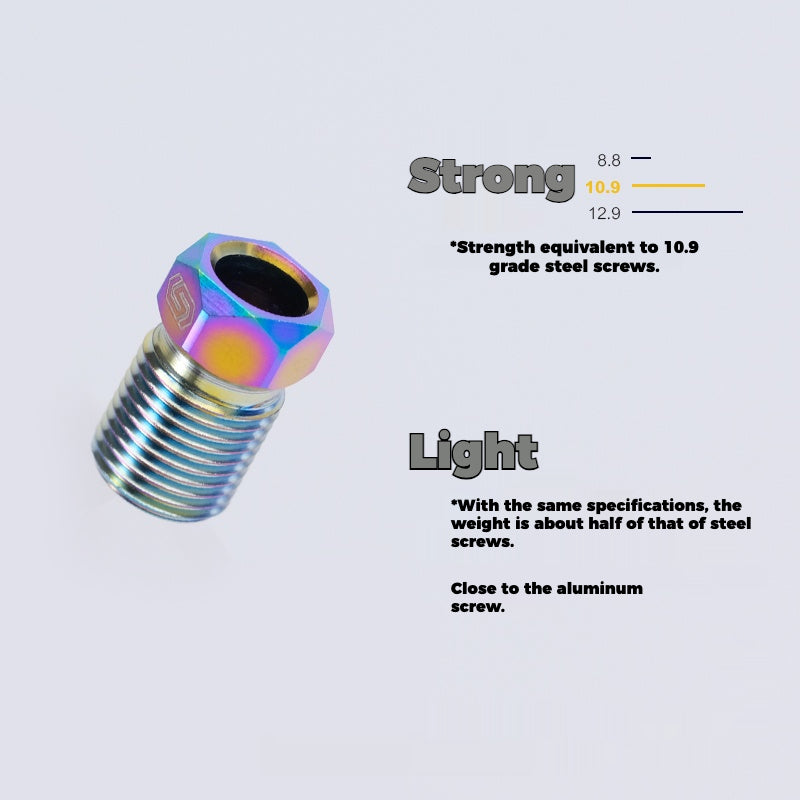 S-PARTS Titanium Hydraulic Hose Bolts for MTB and Road Bikes | Compatible with Shimano XTR/Ultegra/Dura-Ace and SRAM Road Systems | M8 Oil Hose Screws