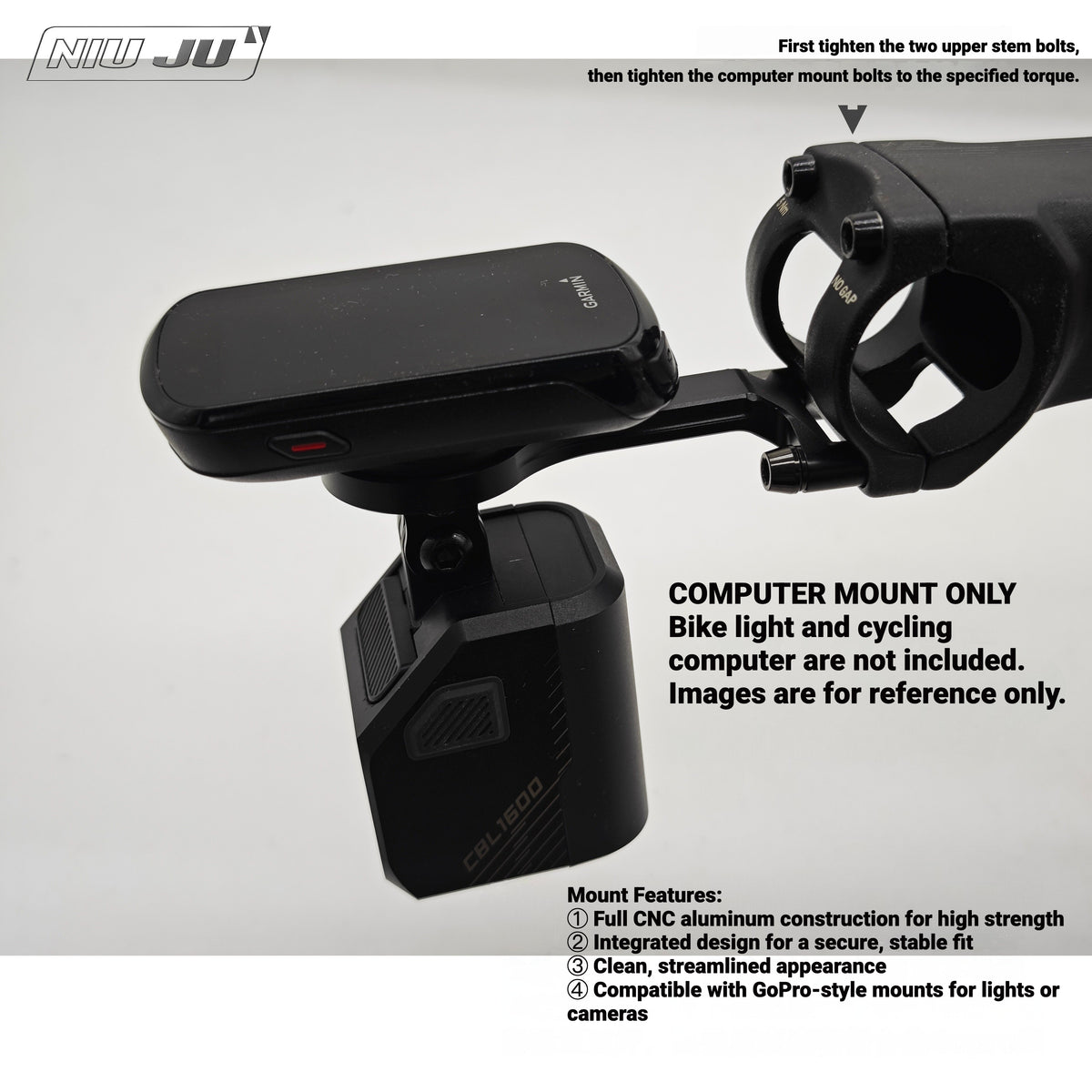 NIUJU Computer Mount for MERIDA SSL Aluminum Stem | Garmin Wahoo Bike Computer Mount