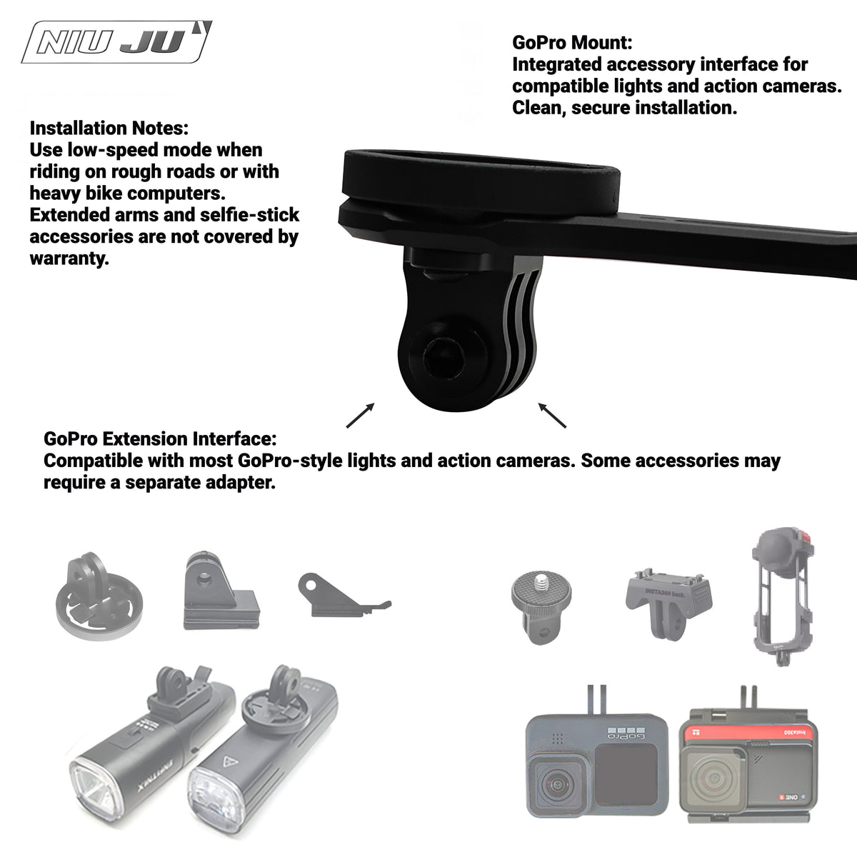 NIUJU Torque Computer Mount for LOOK 895 T20 Stem | Garmin 1050 / Wahoo Extension Mount