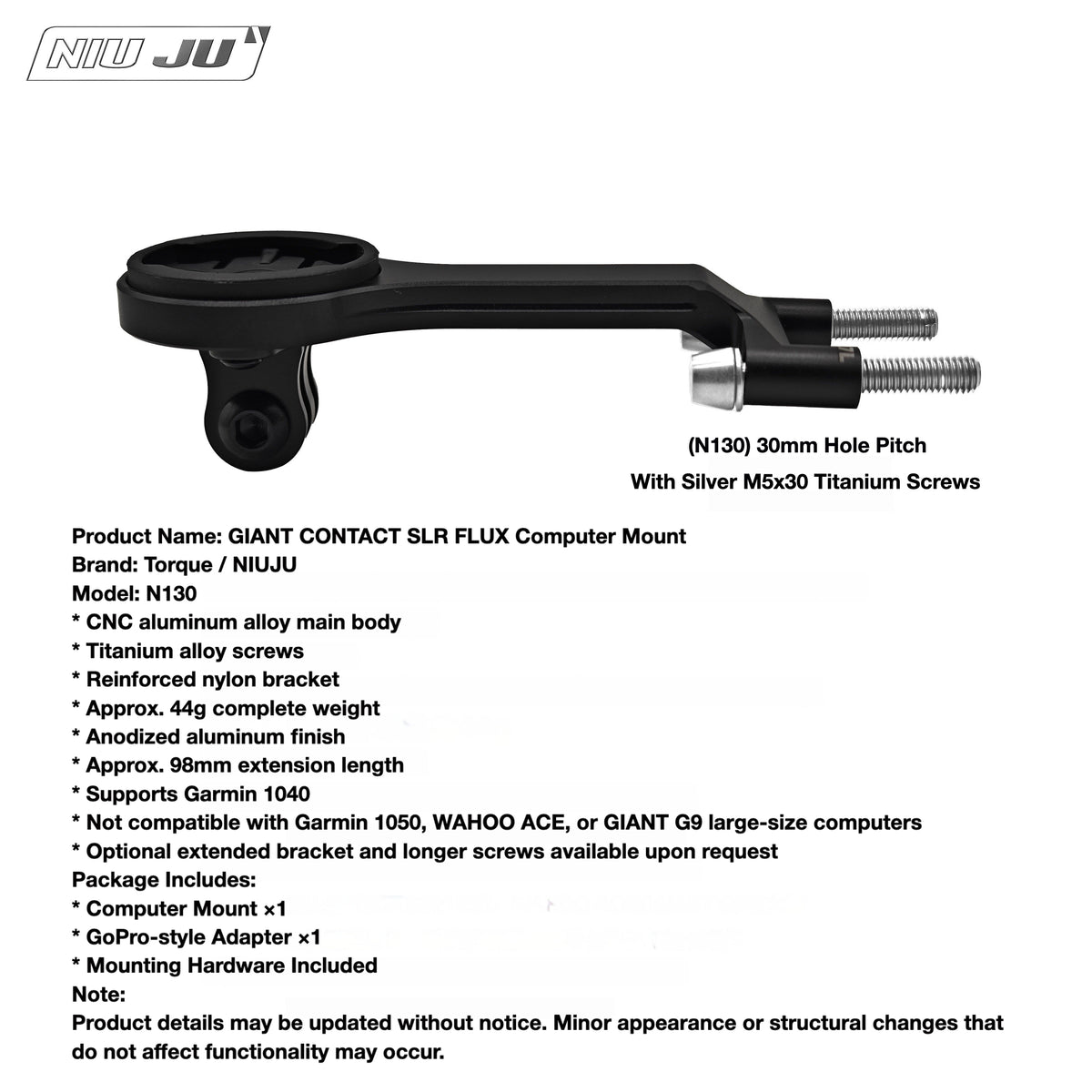 Torque Carbon Computer Mount Compatible with GIANT CONTACT SLR FLUX Stem