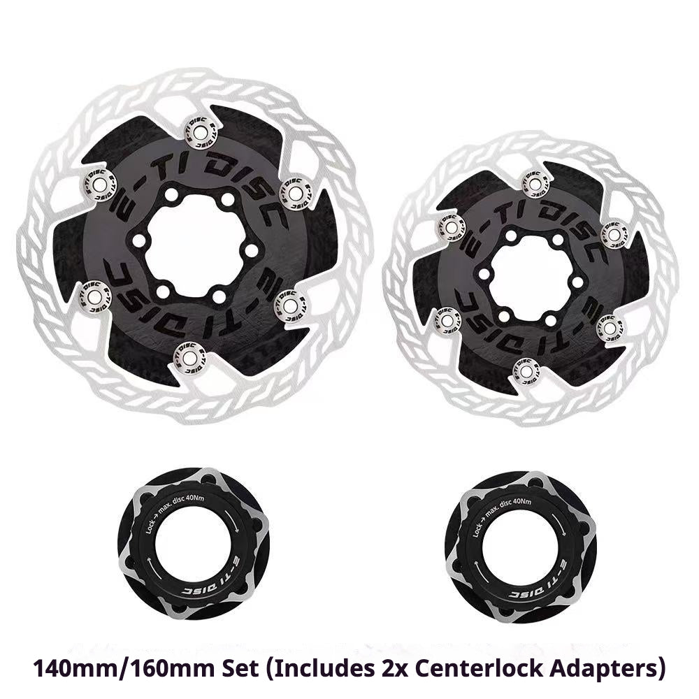 E-TI DISC 감마 시리즈 카본 브레이크 로터 – 140mm / 160mm, 6-볼트 및 센터락 호환