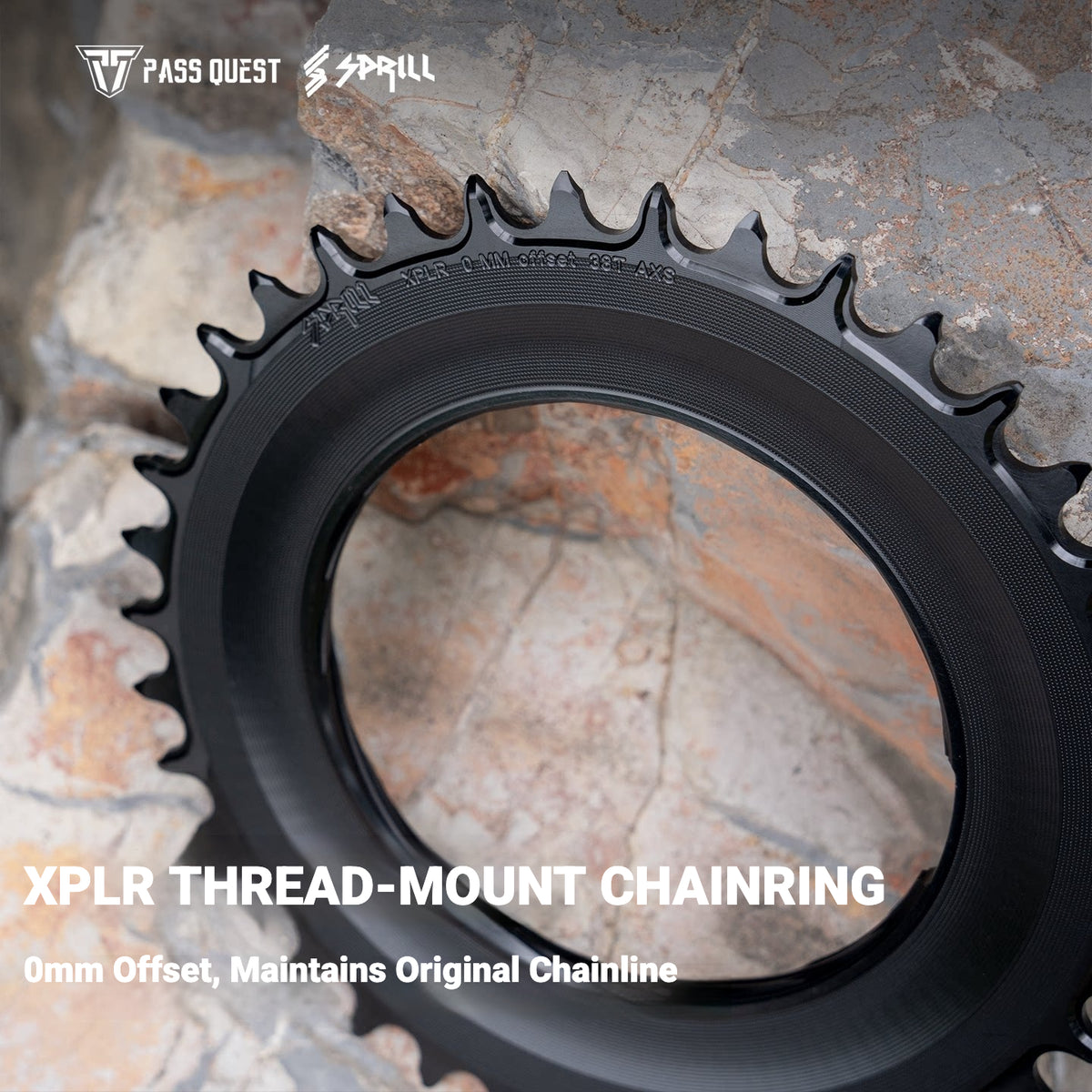 PASS QUEST XPLR 8-Bolt Narrow-Wide Chainring for E1 Power Meter | AXS 12/13-Speed 32T–40T