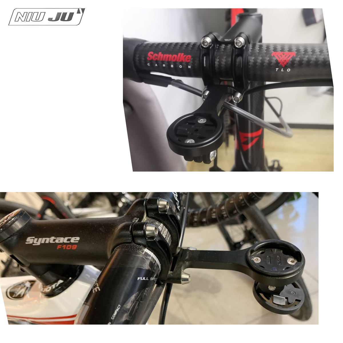 NIUJU Computer Mount for Syntace Force F109 / F99 Stem | CNC Aluminum Garmin Wahoo Mount