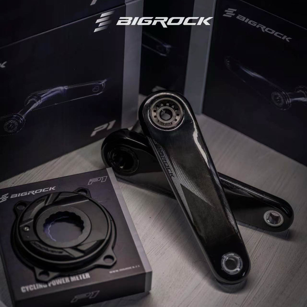 BIGROCK Gen 3 Carbon Crankset with 24mm Titanium Spindle | Ultra-Light Road Bike Crankset & P1 Power Meter