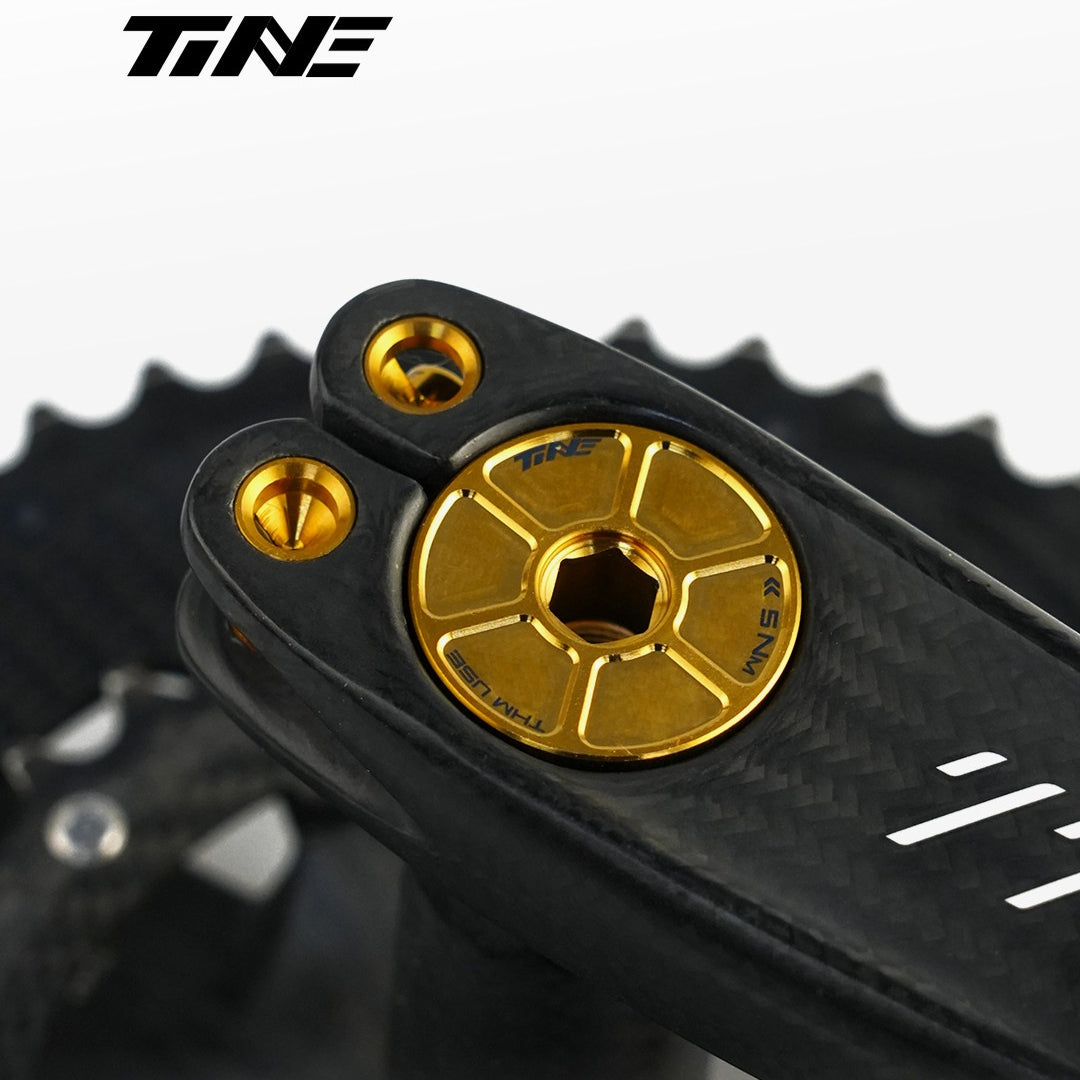 TiNE Ultra-Light Titanium Crank Arm Cap & Locking Bolt Set – THM / SRM Compatible