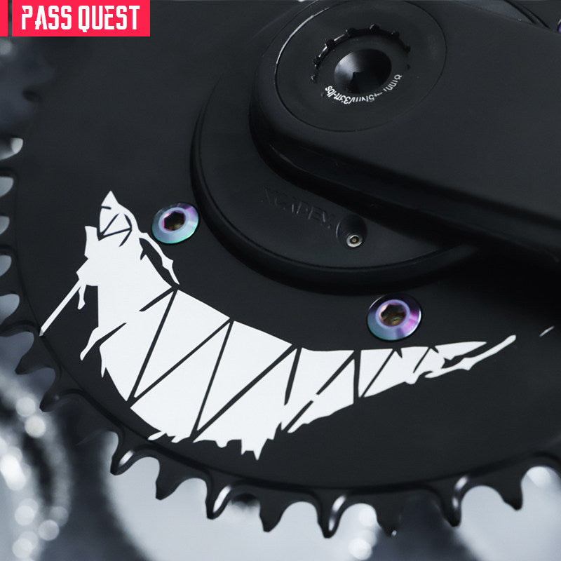 PASS QUEST Custom 110BCD Full-Profile Narrow-Wide Chainring | Checkerboard Devil Smile 1x Road Chainring