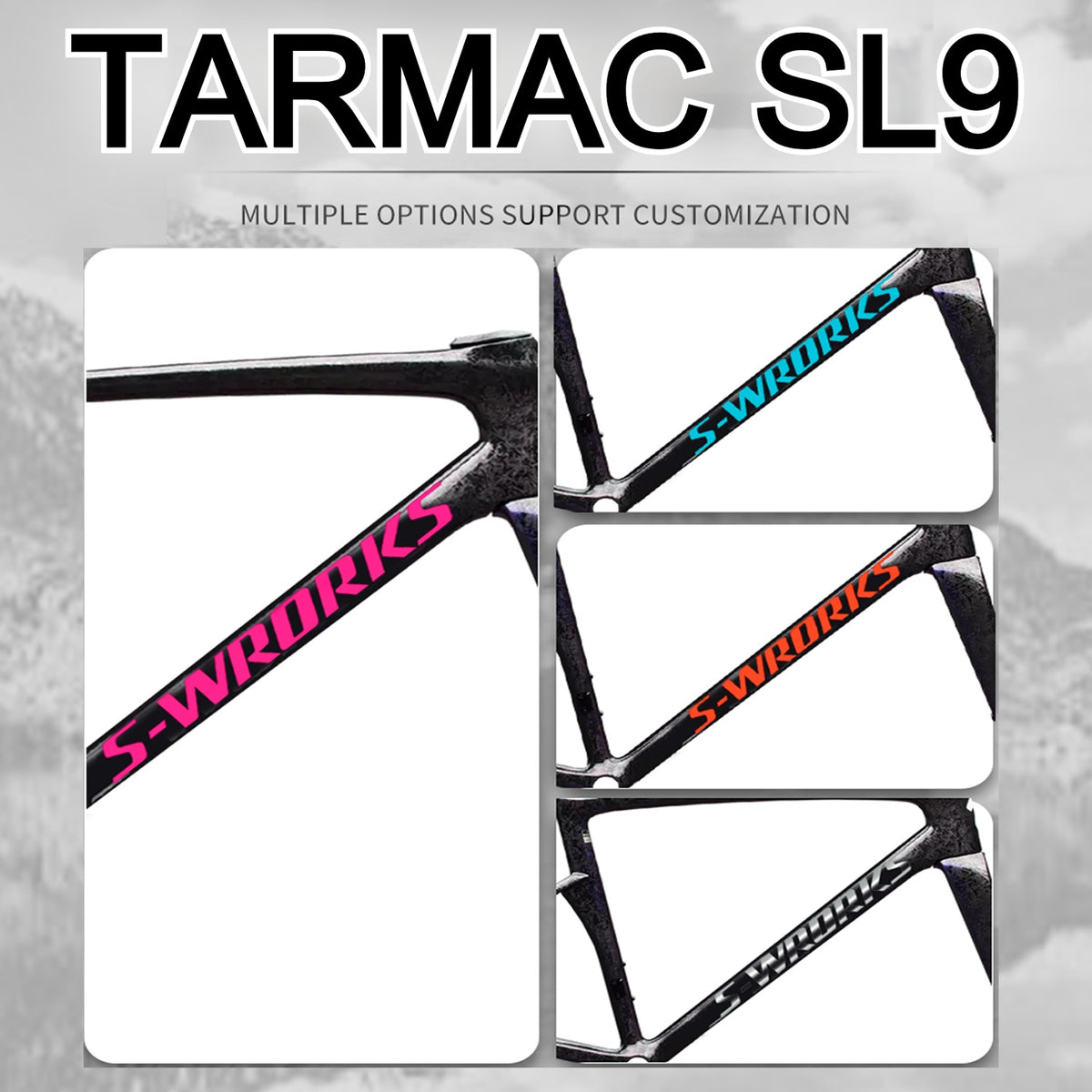 Specialized S-Works Tarmac SL9 Frame Logo Decals – Custom Color Waterproof Replacement Stickers