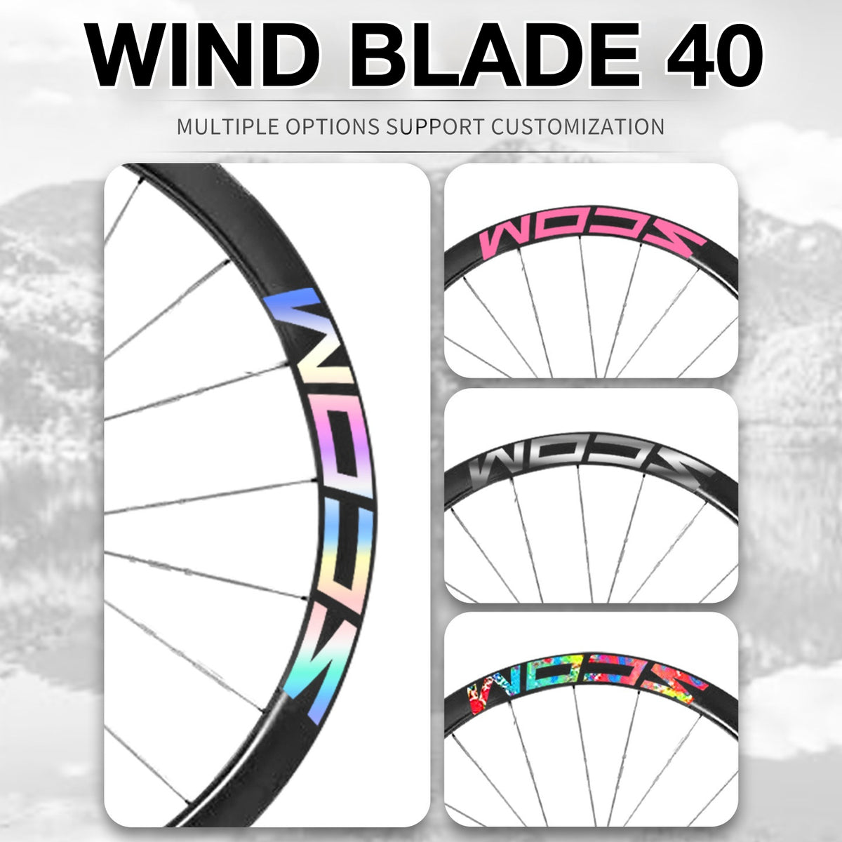 SCOM Wind Blade 40 Wheel Decal Sticker Kit – Logo Cover & Color Change