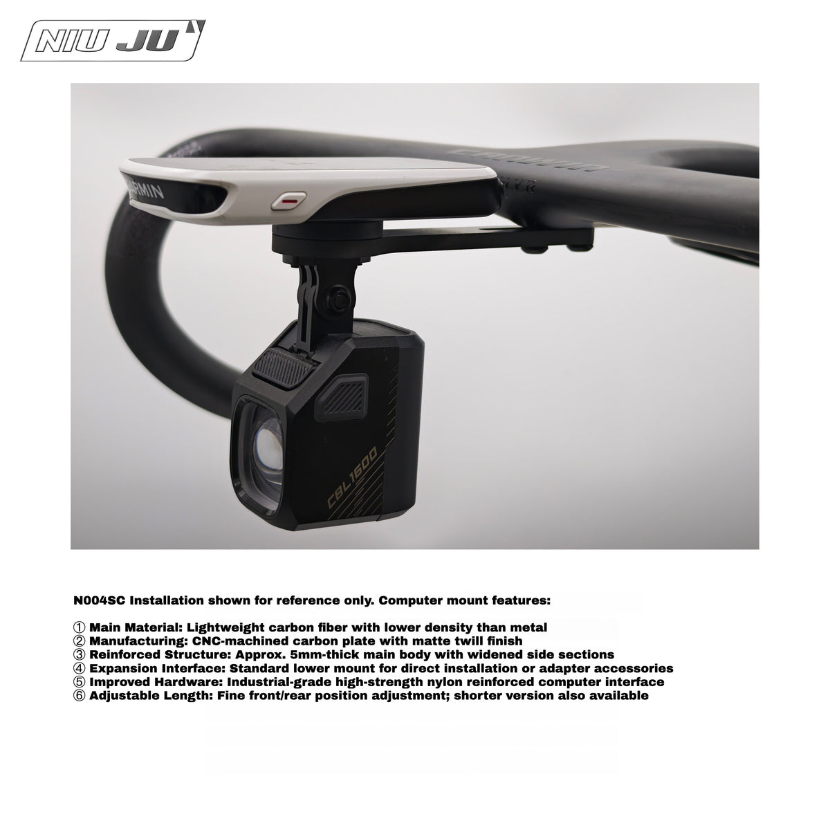 NIUJU Computer Mount for QUICK PRO CANWIN ZEPHYR SSL Carbon Fiber / Aluminum Alloy
