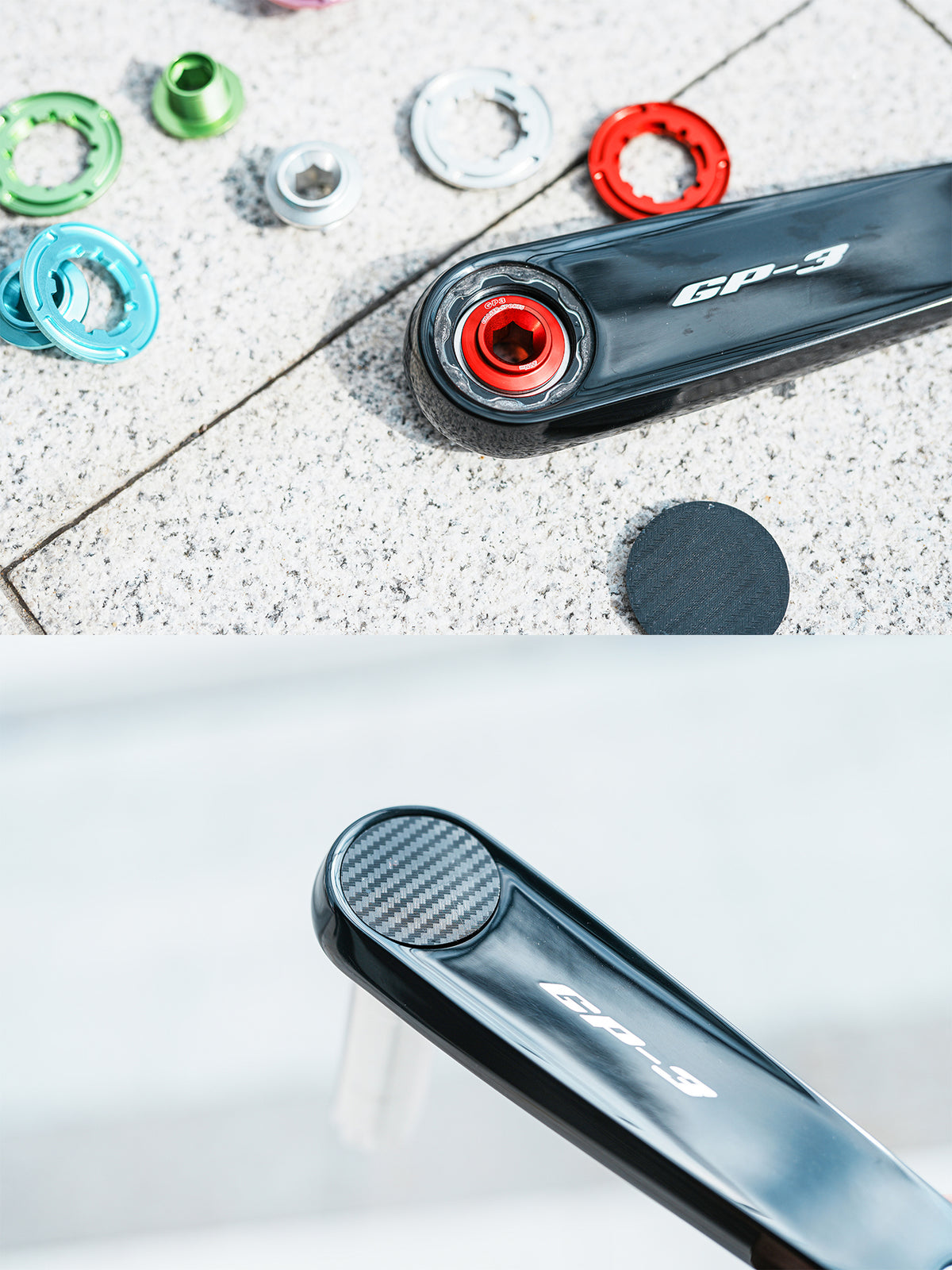 Chaser Ultra-Light Aluminum Crank Bolt Kit for Cybrei GP-3｜Chainring Fixing Bolt & Anti-Loosening Cap Set (with Aerodynamic Dust Cap)