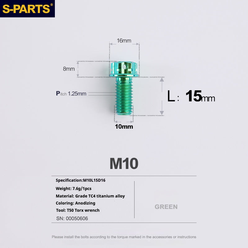 Viti in titanio SPARTS serie A3 verde M10 L12-120mm per motociclette e auto