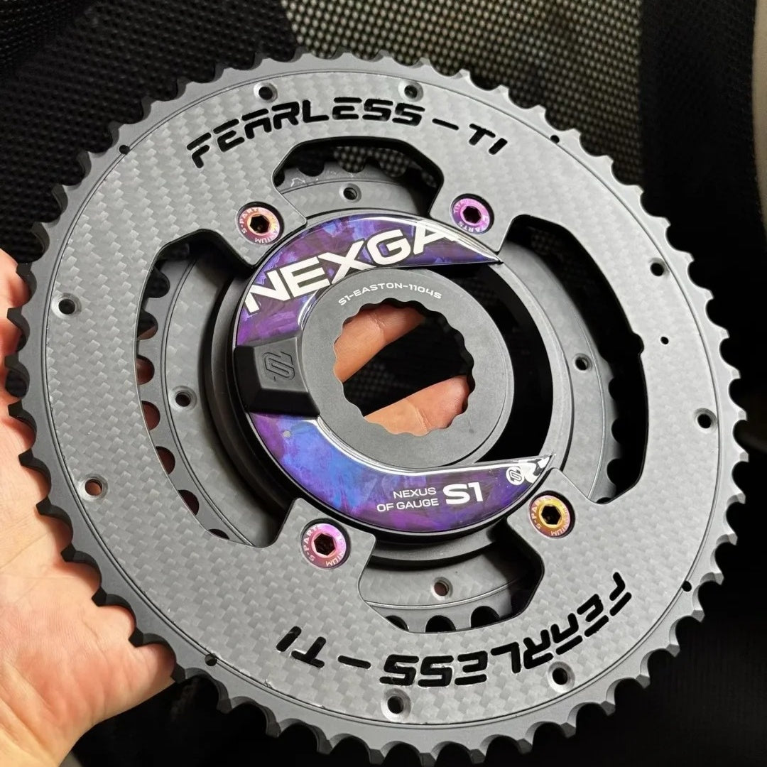 Fearless-Ti Carbon Fiber Chainrings 110BCD 4-Bolt｜50-34 / 52-36 / 54-40 / 54-38｜For XXE GP3 & SRAM RED｜Titanium Bolts Included