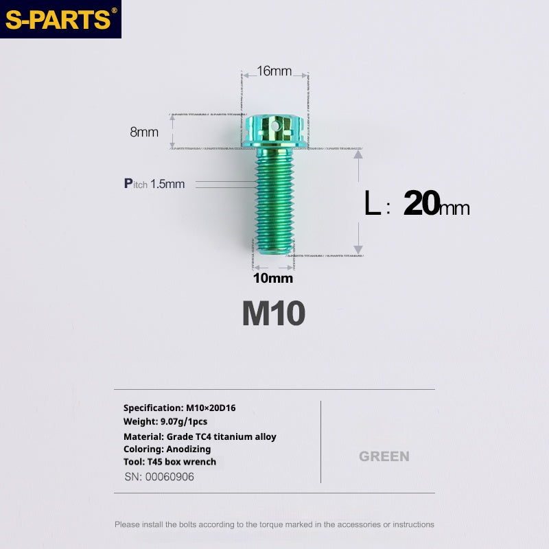 Viti in titanio SPARTS serie A3 verde M10 L12-120mm per motociclette e auto