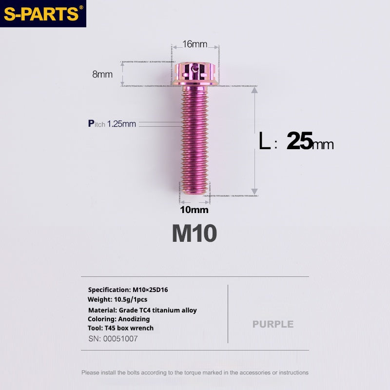 Tornillos de titanio SPARTS Purple A3 Series M10 L12-120 mm para motocicletas y automóviles