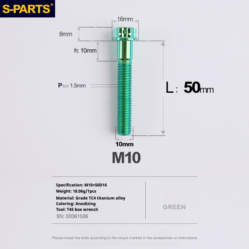 Viti in titanio SPARTS serie A3 verde M10 L12-120mm per motociclette e auto