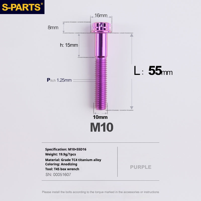 Tornillos de titanio SPARTS Purple A3 Series M10 L12-120 mm para motocicletas y automóviles