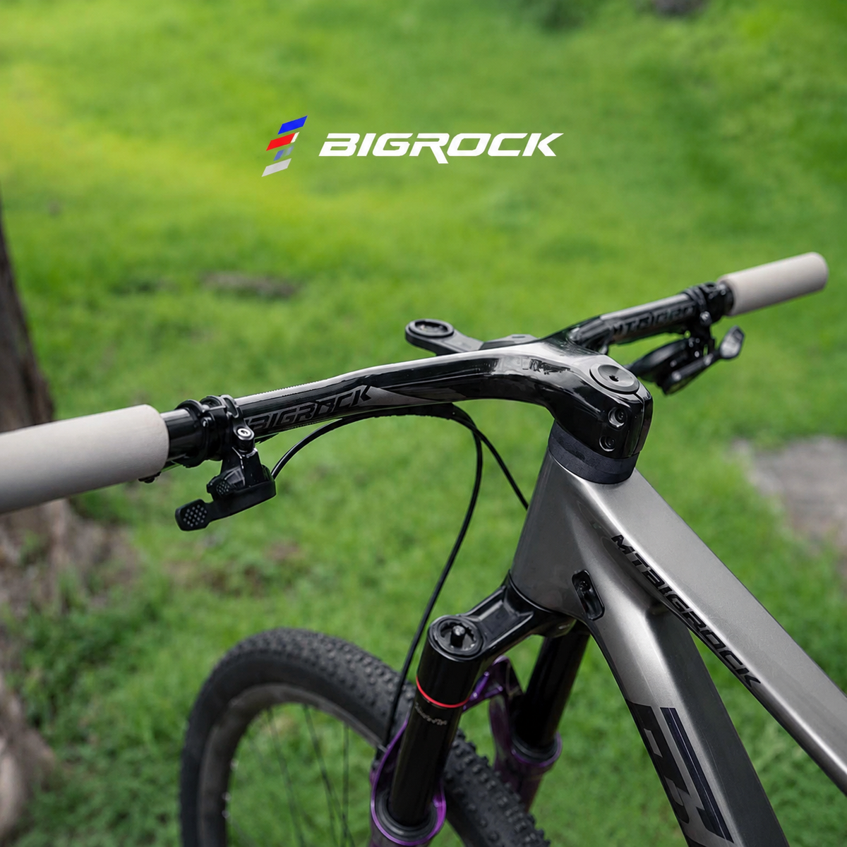 BIGROCK Full Internal Cable Routing Carbon Fiber Integrated MTB Handlebar