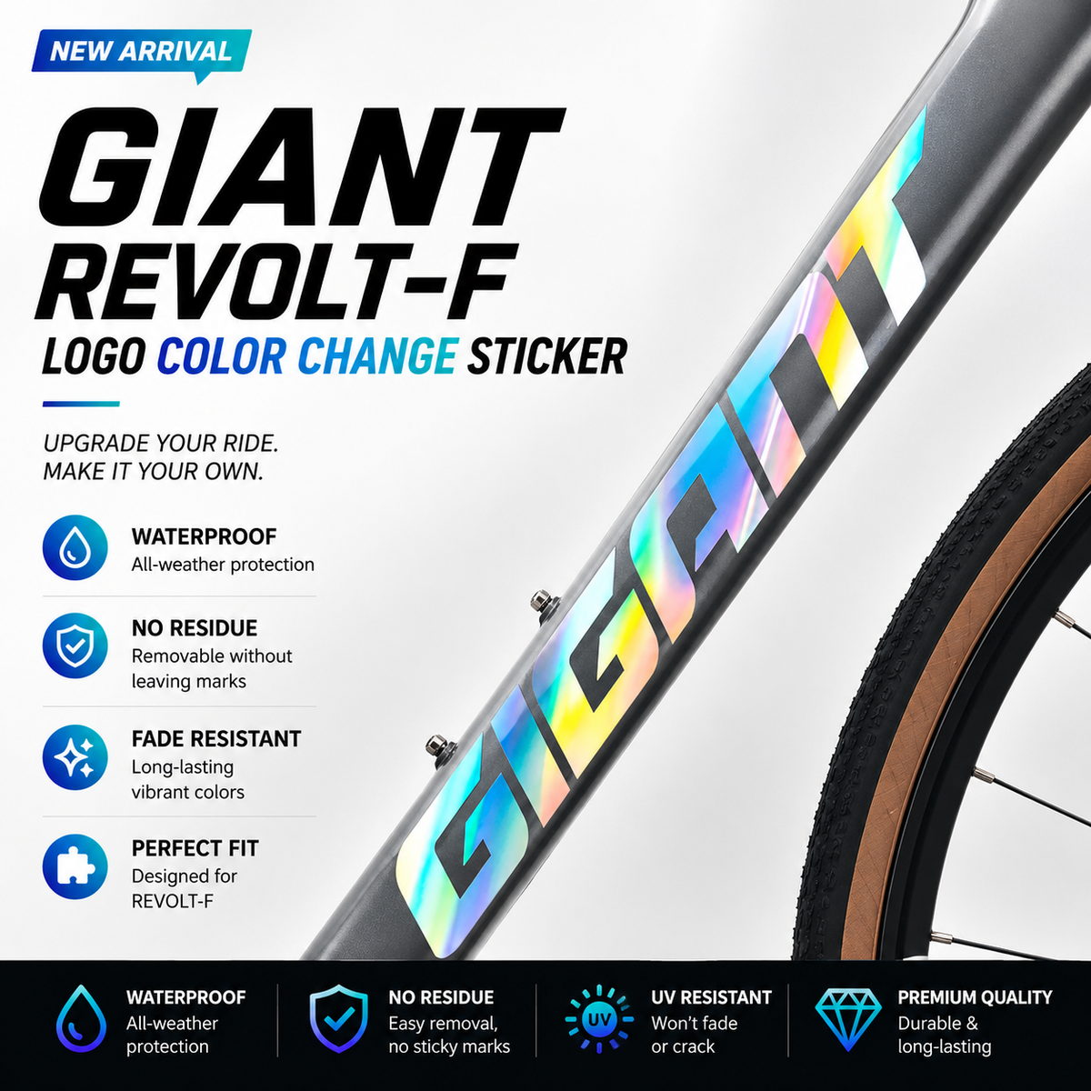 Giant Revolt F Series Frame Logo Decals | Custom Waterproof OEM Overlay Stickers