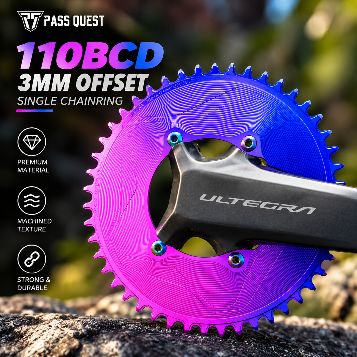 PASS QUEST Autumn/Winter Limited Edition 110BCD Narrow-Wide Chainring | 3mm Offset for Shimano Dura-Ace / Ultegra / 105