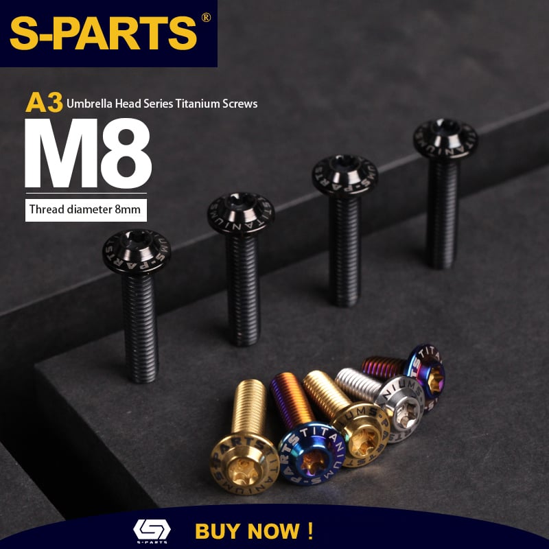 Tornillos de titanio para motocicleta eléctrica S-PARTS A3 con cabezal de paraguas M8