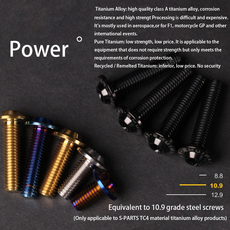 S-PARTS A3 M6 Cabezal de paraguas para motocicleta eléctrica Tornillo de titanio D15