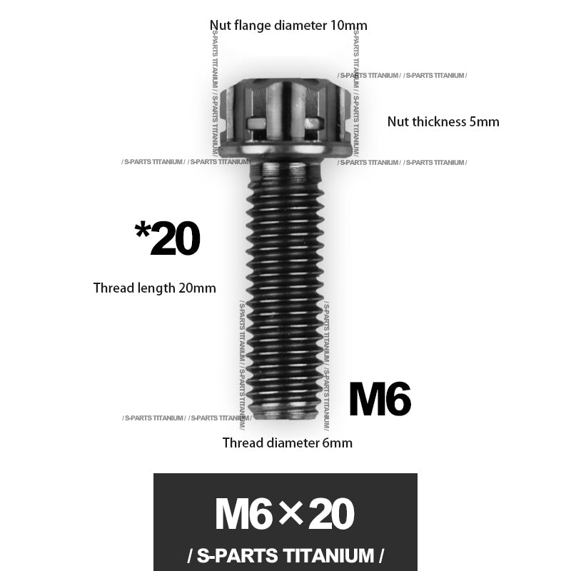 Tornillos de titanio negros SPARTS A3 Series M6 L08-120 mm para motocicletas y automóviles 