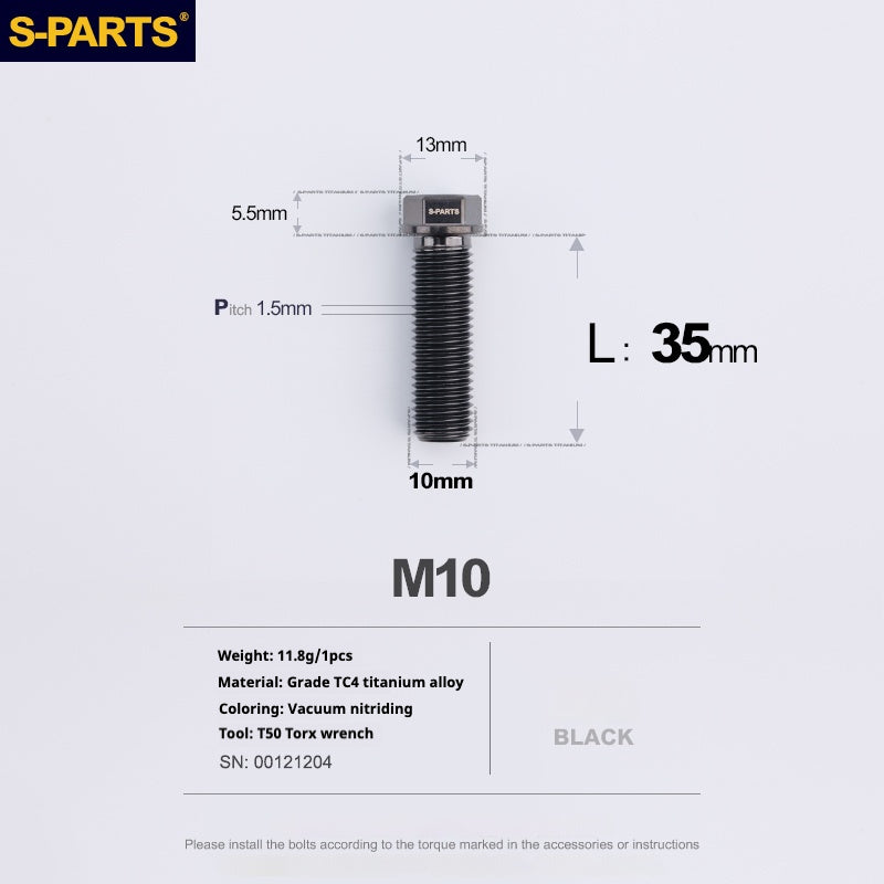 Viss en titane SPARTS série A3 M10 L20-60mm D13 P1.5-P1.25 pour moto et voiture