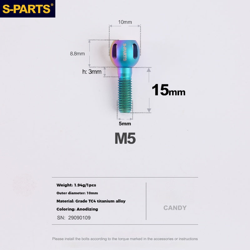 Perilla de ajuste de titanio para cable de cambio de bicicleta S-PARTS