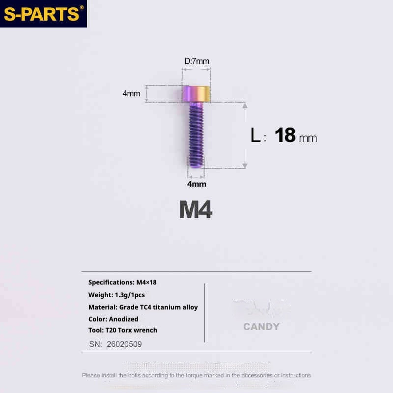 SPARTS 원통머리 시리즈 M4 L06-50mm 티타늄 나사