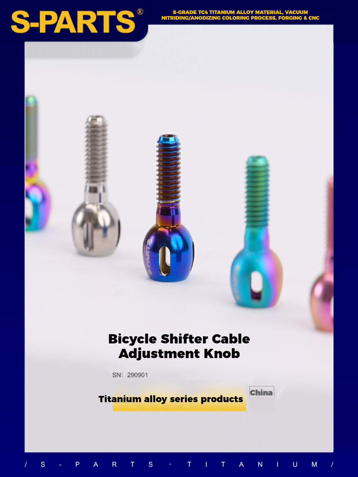 Perilla de ajuste de titanio para cable de cambio de bicicleta S-PARTS