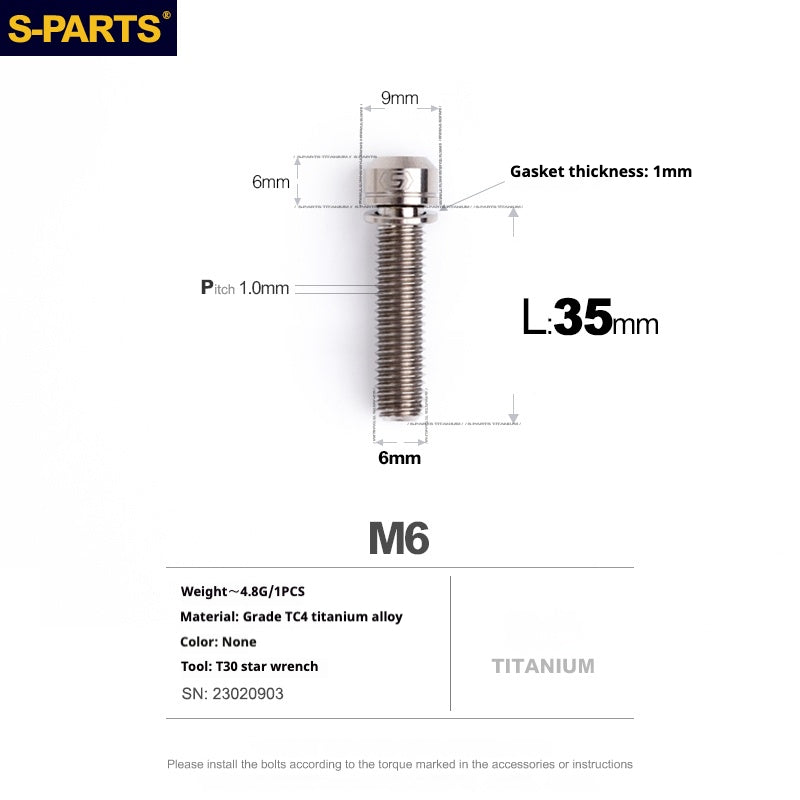 Viss en titane SPARTS A2 Series M6 L10-55mm
