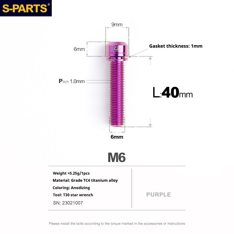 Viss en titane SPARTS A2 Series M6 L10-55mm