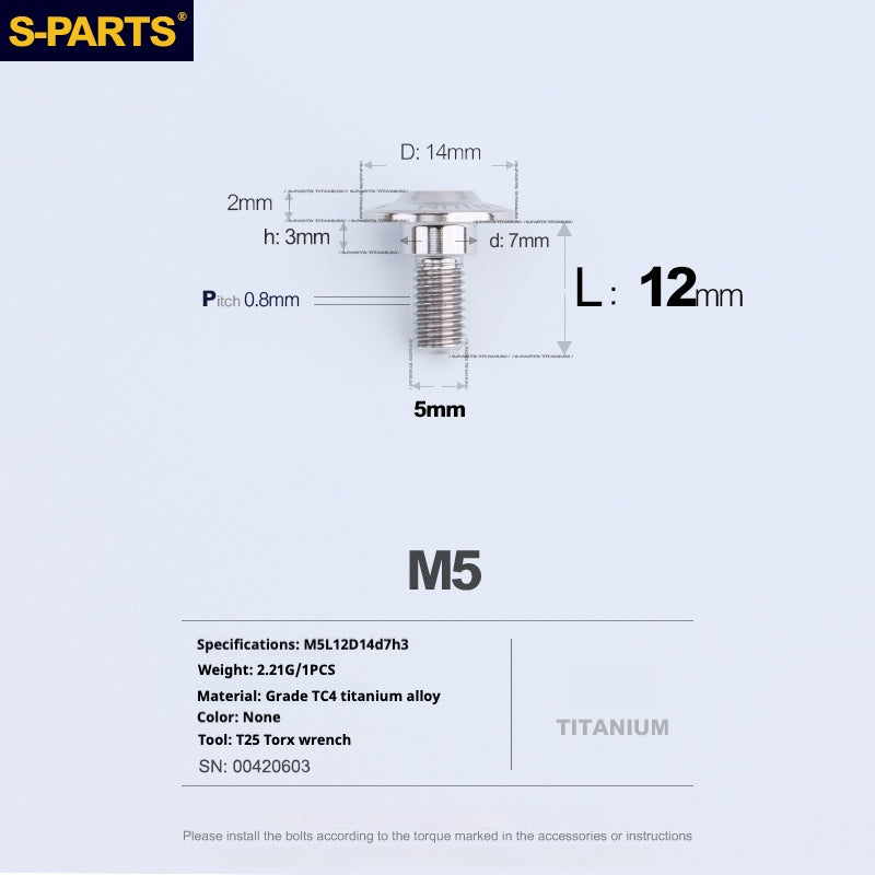 SPARTS A3 Umbrella Head Step Series M5 Titanium Color Titanium Screws Motorcycle Auto