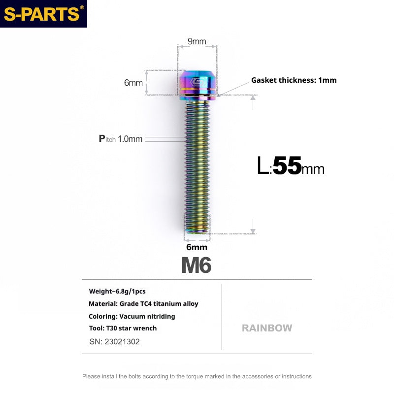 Viss en titane SPARTS A2 Series M6 L10-55mm
