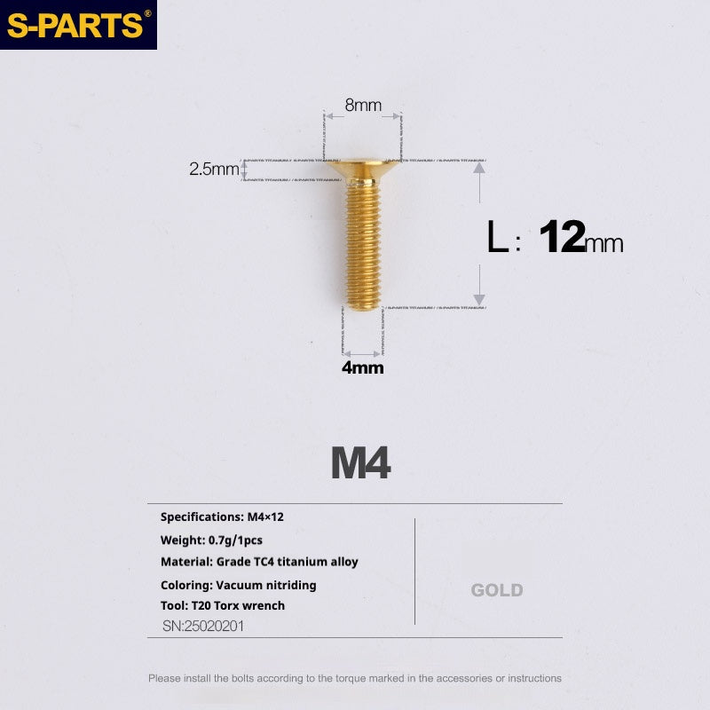 Tornillos de titanio de cabeza avellanada serie M4 L08-45 mm de SPARTS