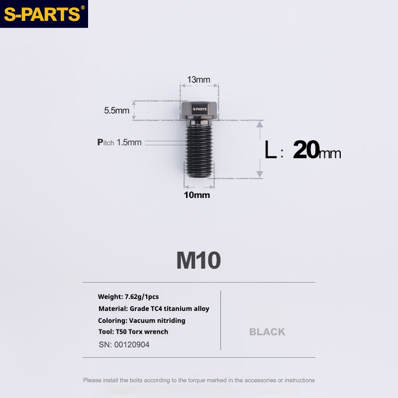 Viss en titane SPARTS série A3 M10 L20-60mm D13 P1.5-P1.25 pour moto et voiture