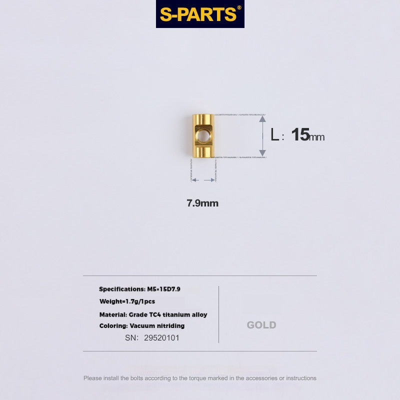 S-PARTS M5 x 30/35/40/47mm 티타늄 볼트 & 배럴 너트 & 와셔 나사 자전거 시트포스트용
