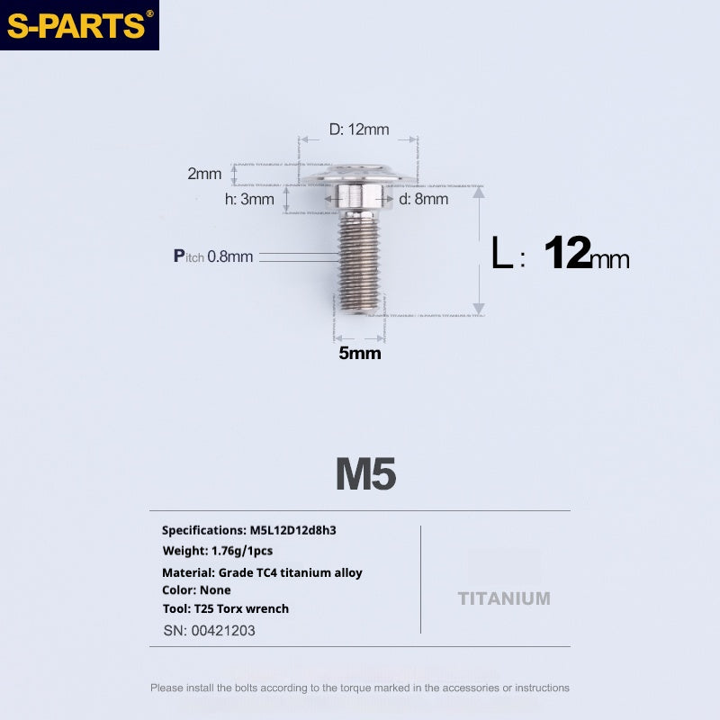 SPARTS A3 Umbrella Head Step Series M5 Titanium Color Titanium Screws Motorcycle Auto
