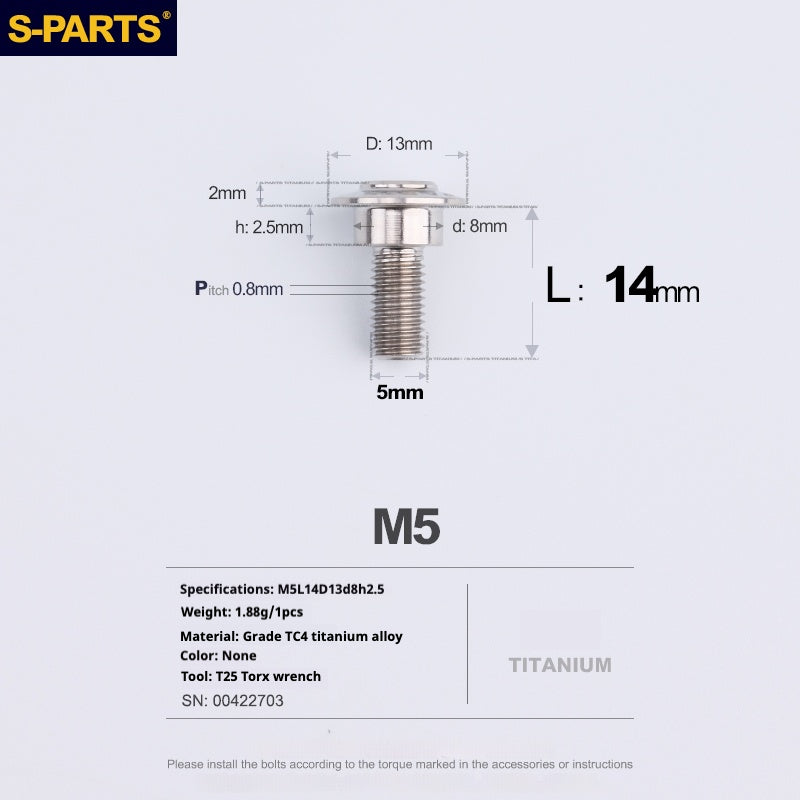 SPARTS A3 Umbrella Head Step Series M5 Titanium Color Titanium Screws Motorcycle Auto