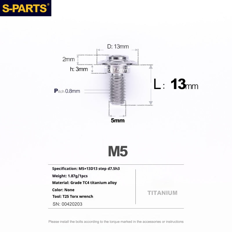 SPARTS A3 Umbrella Head Step Series M5 Titanium Color Titanium Screws Motorcycle Auto