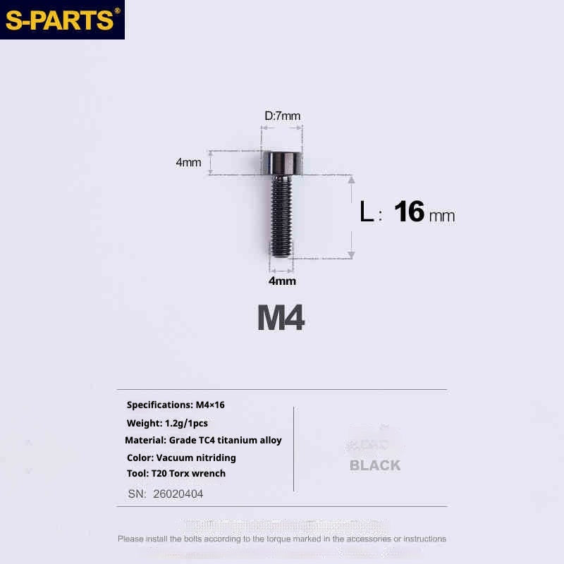 SPARTS 원통머리 시리즈 M4 L06-50mm 티타늄 나사