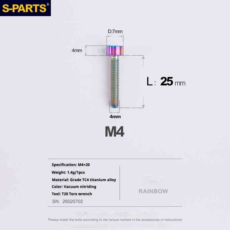 SPARTS 원통머리 시리즈 M4 L06-50mm 티타늄 나사