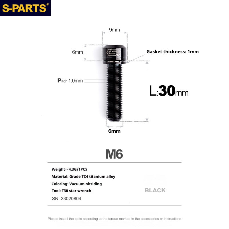 Viss en titane SPARTS A2 Series M6 L10-55mm