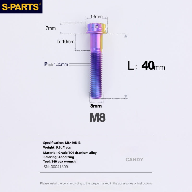 SPARTS A3 Serie M8 L10-120mm Viti in titanio color caramella per motociclette e auto