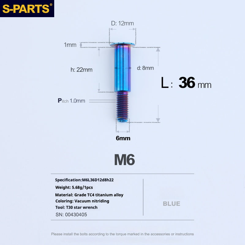 Tornillos de titanio azul M6 para cabezal de paraguas SPARTS A3 para motocicleta y automóvil