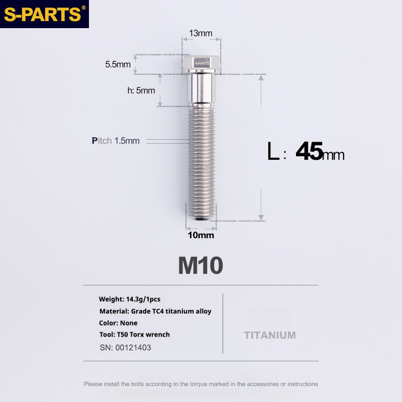 Viss en titane SPARTS série A3 M10 L20-60mm D13 P1.5-P1.25 pour moto et voiture