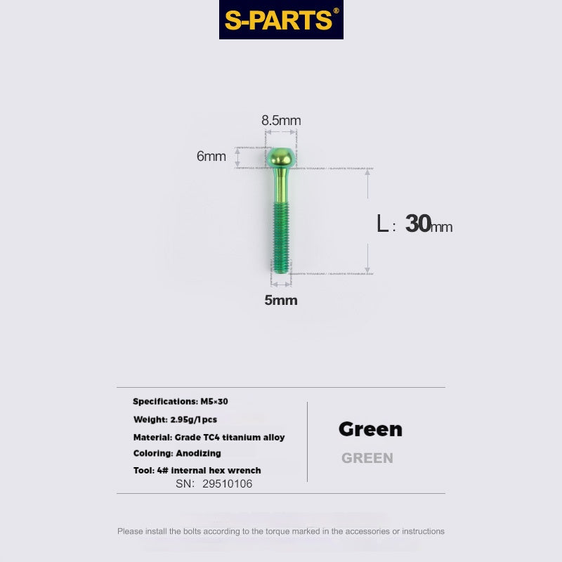 S-PARTS M5 x 30/35/40/47mm 티타늄 볼트 & 배럴 너트 & 와셔 나사 자전거 시트포스트용