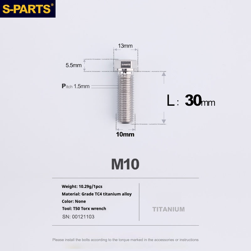 Viss en titane SPARTS série A3 M10 L20-60mm D13 P1.5-P1.25 pour moto et voiture