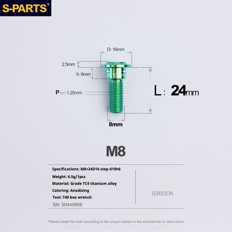 Tornillos de titanio verde M8 para motocicletas y automóviles SPARTS A3 Umbrella Head Step Series