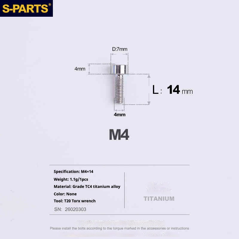 SPARTS 원통머리 시리즈 M4 L06-50mm 티타늄 나사